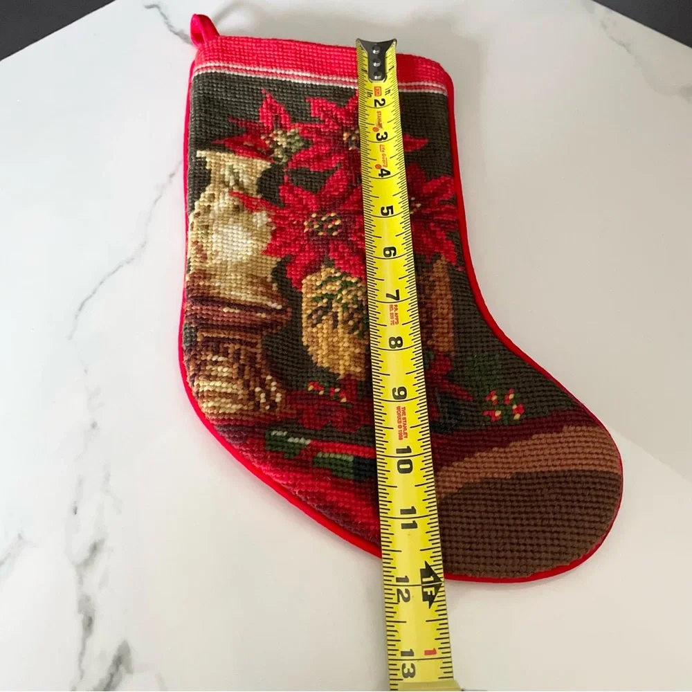 Poinsettia Needlepoint Holiday Stocking